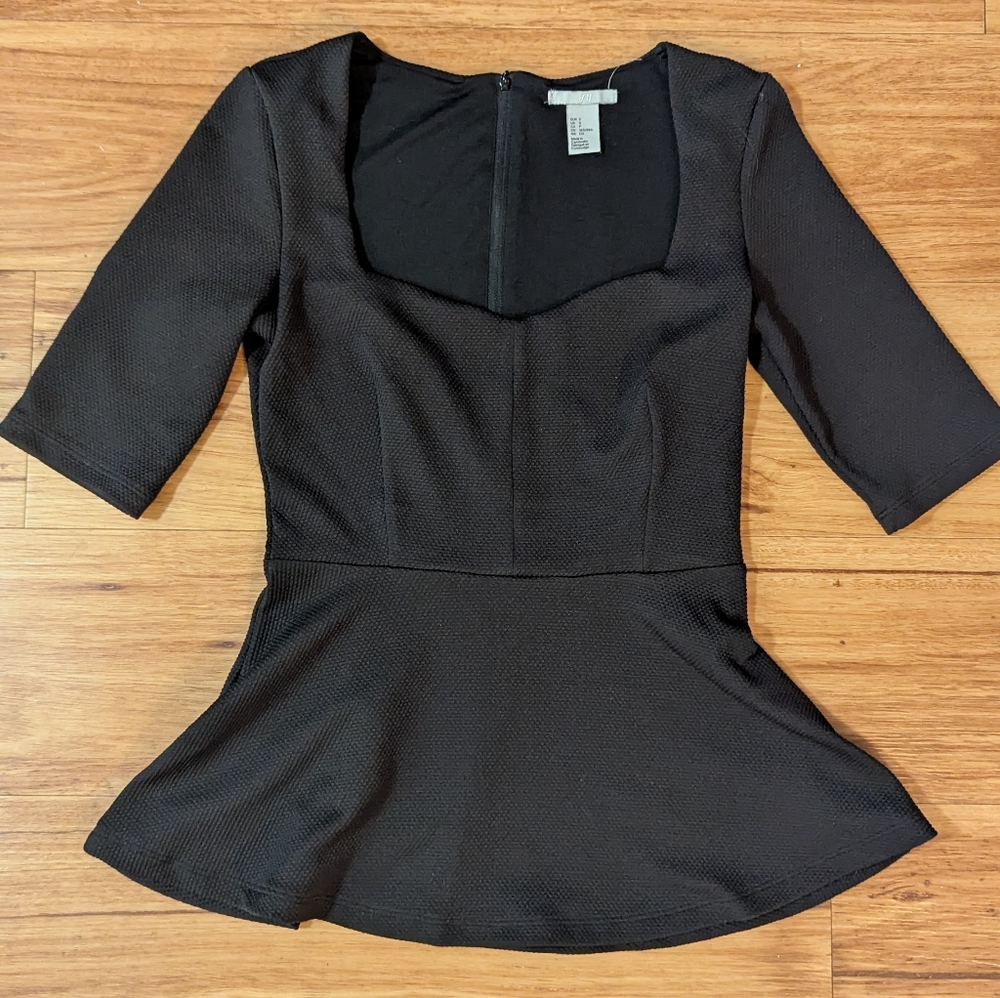 H&M black peplum top